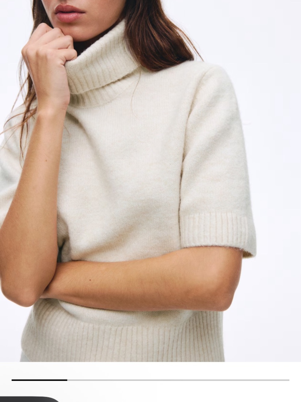 Women's Cream Short-Sleeve Turtleneck Sweater H&M